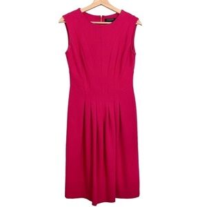 LAUREN RALPH LAUREN Sleeveless Pink Pleated Ponte Knit Sheath Dress